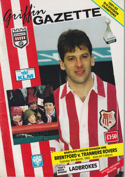 Brentford v Tranmere Rovers Match Programme 1993-03-09